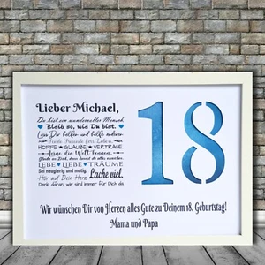 Geldgeschenk personalisiert 18. Geburtstag Geld schenken ohne Bilderrahmen - Bild 1 von 5