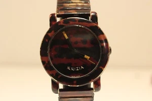 VINTAGE RARE SWISS LADIES QUARTZ ADVERTISING BROWN MARBLE WATCH "KRIZIA" - Picture 1 of 11