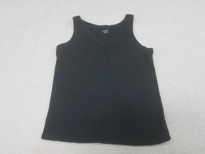 Merona 衬衫女式大号黑色背心 V 领休闲棉质无袖 — 第 1/4 张图片