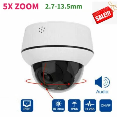 5MP IP IR PTZ Camera POE Dome 5X Zoom  Onvif 2-Way Audio 2.7-13.5mm  IP66 - Bild 1 von 4