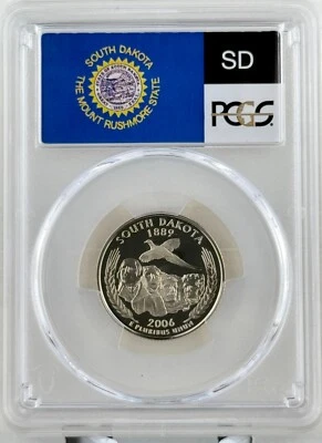South Dakota Quarter PR 70 DCAM PCGS Clad 2006 Best Top Grade 25c State Flag - Image 1 of 2