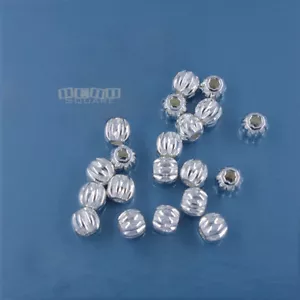 20 espaciadores de cuentas redondas de calabaza acanaladas de plata esterlina 4 mm #33835 - Imagen 1 de 1