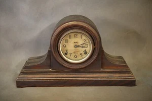 Rare Large Antique Ingraham Mantel Clock Tambour Case With key Works Read - Picture 1 of 21