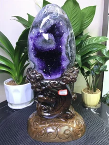 Geoda de amatista natural de 15,84 lb Reiki muestra de cristal de cuarzo Reiki curación + soporte - Imagen 1 de 6