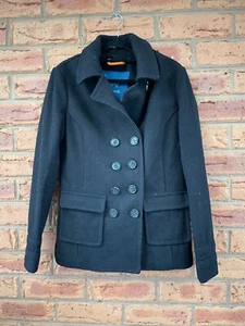 Superdry Liberty Bell Peacoat Womens Size S Blue Wool Blend Lined Pockets - Picture 1 of 10