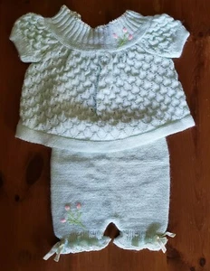 Vintage Renro Blau Zweiteiler Pullover Strick Outfit Retro 70er Italy - Bild 1 von 5
