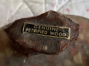 Vintage versteinertes Holz & Plexiglas Acryl Souvenir Aschenbecher Halter - Bild 1 von 6