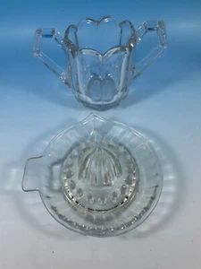 Vintage Pressed Glass Sugar Bowl &Lemon Squeezer - Picture 1 of 5