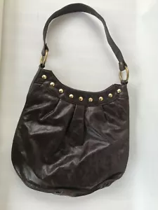 Diseñador JJ Winters Bolso de Mano Cuero Chocolate Envejecido Bolso de Hombro Tachuelas - Imagen 1 de 12
