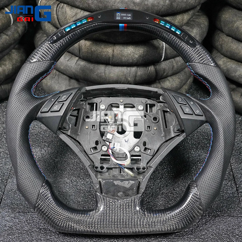 Carbon Fiber LED Steering Wheel for BMW E60 525i 530i 545i 2004-2005 - Image 1 of 4