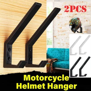 2pcs Motorcycle Helmet Holder Hook Jacket Bag Display Rack Wall Mount Hanger - Picture 1 of 14