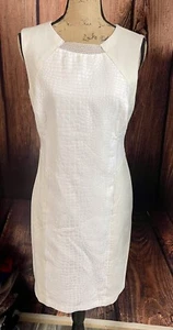 CARMEN MARCO VALVO FOR Neiman Marcus SLEEVELESS WHITE TEXTURED MIDI DRESS NWT - Picture 1 of 8