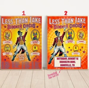 Póster personalizado Less Than Jake Summer Circus Tour 2025 - Imagen 1 de 7