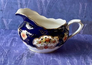 Vtg Royal Albert DERBY CREAM PITCHER CREAMER, SYRUP MILK Bowl JUG Cobalt Blue - Foto 1 di 11
