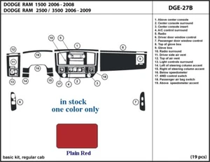 fits Dodge RAM 1500 2500 3500 06 07 08 dashboard trim kit plain red - Picture 1 of 2