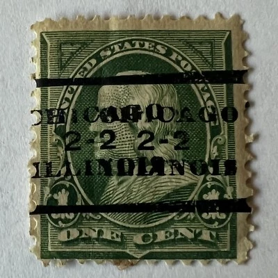 ERROR 1C U.S. STAMP DOUBLED CHICAGO ILLINOIS PRECANCEL - Image 1 of 2