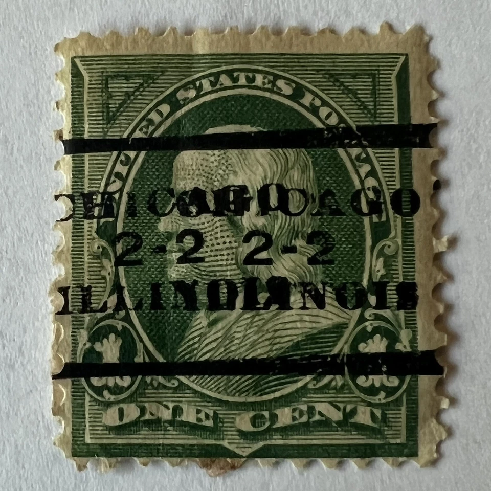 ERROR 1C U.S. STAMP DOUBLED CHICAGO ILLINOIS PRECANCEL - Image 1 of 2