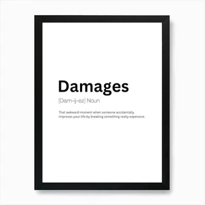 Damages Definition Meaning Art Prin Framed Wall Art Poster Canvas Print Picture - Picture 1 of 4