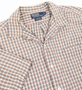 Camisa Polo Ralph Lauren Caldwell Cuello Lazo Mediana Naranja Cuadros Vintage Campamento - Imagen 1 de 12