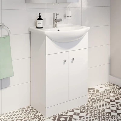 AURORA Bathroom Basin Sink Vanity Unit Single Tap Hole Floor Standing 550mm Matt - Image 1 of 3