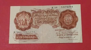 B223 Seltene K34 Letzte Serie Catterns 10/- Schein,, Sehr guter Zustand,  - Bild 1 von 2