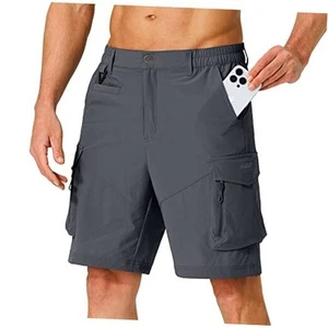 Men's Hiking Cargo Shorts Quick Dry Lightweight Travel Shorts with Multi - Picture 1 of 7