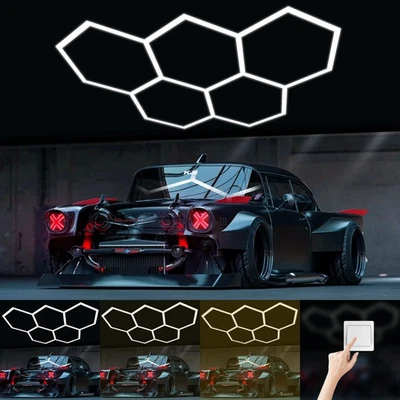 5-14 x lampada LED esagonale officina garage parete soffitto luce illuminazione - Immagine 1 di 4