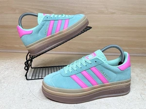 Adidas Gazelle Bold Platform Green & Pink Gum Trainers Size UK 5 - Picture 1 of 17