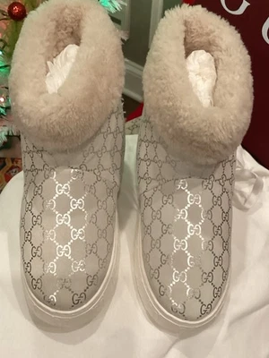 Gucci GG Monograma Gamuza Piel de Oveja Metálica Foto 1 de 4