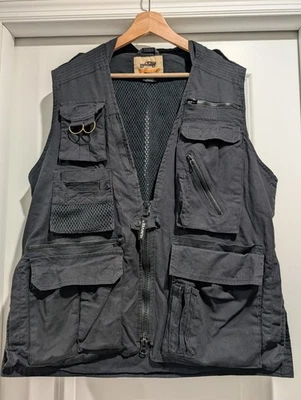 Humvee Adventure Gear Vest Mens M Black Utility Photography Safari Mesh Pockets - Image 1 of 4