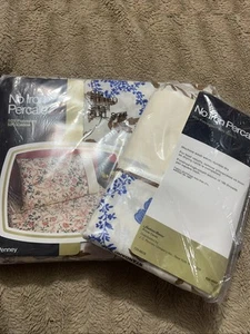 New Vintage JC Penny No Iron Percale Full Size Fitted Sheet With Pillow Cases - Picture 1 of 6