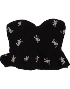 ZARA Womens Strapless Top UK 6 XS Black Floral AN30 - Picture 1 of 3