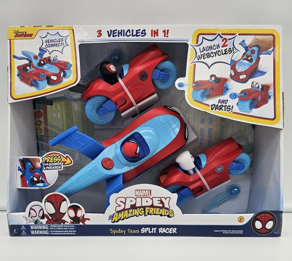 Nuevo vehículo Marvel Spidey and His Amazing Friends Spidey Team Split Racer 3 en 1 Foto 1 de 1