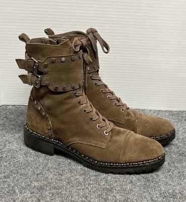 Sam Edelman Mujer 8.5 M Botas Jennifer Tachonadas Combate Gamuza Cremallera Botín al Tobillo Foto 1 de 4