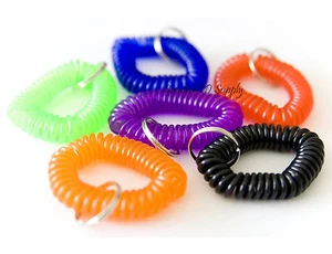 LOT 24 SPIRAL WRIST COIL KEY CHAIN KEY RING HOLDER FREE SHIP USA SELLER 6 COLORS - Picture 1 of 7