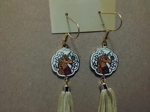 BRAND NEW VINTAGE Cloisonne Unicorn Earrings. Please See Description. - Picture 1 of 3