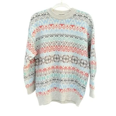 Vintage Green Leaves Fair Isle Knit Sweater Wool Cashmere Medium Large Italy GUC - Image 1 of 4