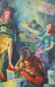 Vintage Original Ölgemälde Frau Figuren - Bild 1 von 12
