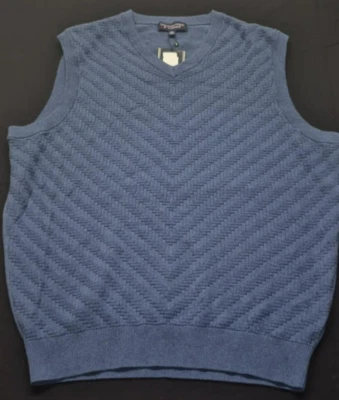 Roundtree & Yorke men's blue v-neck tight knitted sweater vest sz M - Image 1 of 4