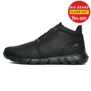 Caterpillar CAT Hendon Fleece Mid Mens Chukka Leather Lace Ankle Boots Black - Picture 1 of 5