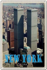 Blechschild Reise 20x30 cm New York USA World Trade Center Schild tin sign - Bild 1 von 5