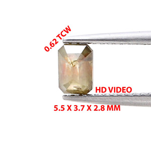 Loose Natural Diamond 0.62TCW Brownish Gray Sparkling Long Radiant Step Cut Gift