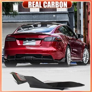 Parachoques trasero divisor aletas laterales BDOYKIT para Tesla Modelo S a cuadros 21-23 CARBONO REAL - Imagen 1 de 16