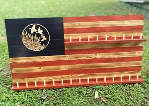Duck Call Holder Display Wood Flag - Goose Call Holder - Duck Hunting Gift - Picture 1 of 7
