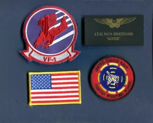 Nick Goose Bradshaw FWS TOP GUN Film Kostüm Leder Namensschild Patch Set - Bild 1 von 1
