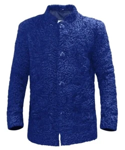 Blue Persian Lamb Fur Straight Jacket All Sizes Karakul Sheep Fur Coat Pre Sale - Picture 1 of 6