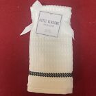 Hotel Vendome Spa Collection 2 Pck Fingertip Towel COTTON Velour White Black NWT