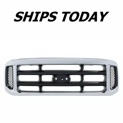 NEW Chrome Grille For 1999-2004 Ford F-250 F-350 F-450 F-550 Super Duty - Image 1 of 4