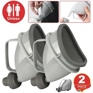 2Pcs Portable Potty Pee Funnel Men Women Emergency Urinal Outdoor Toilet Device - Picture 1 of 11