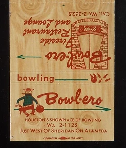 Bowl-ero Houston's Showplace of Bowling Fireside Lounge de la década de 1950 Alameda Houston TX - Imagen 1 de 2